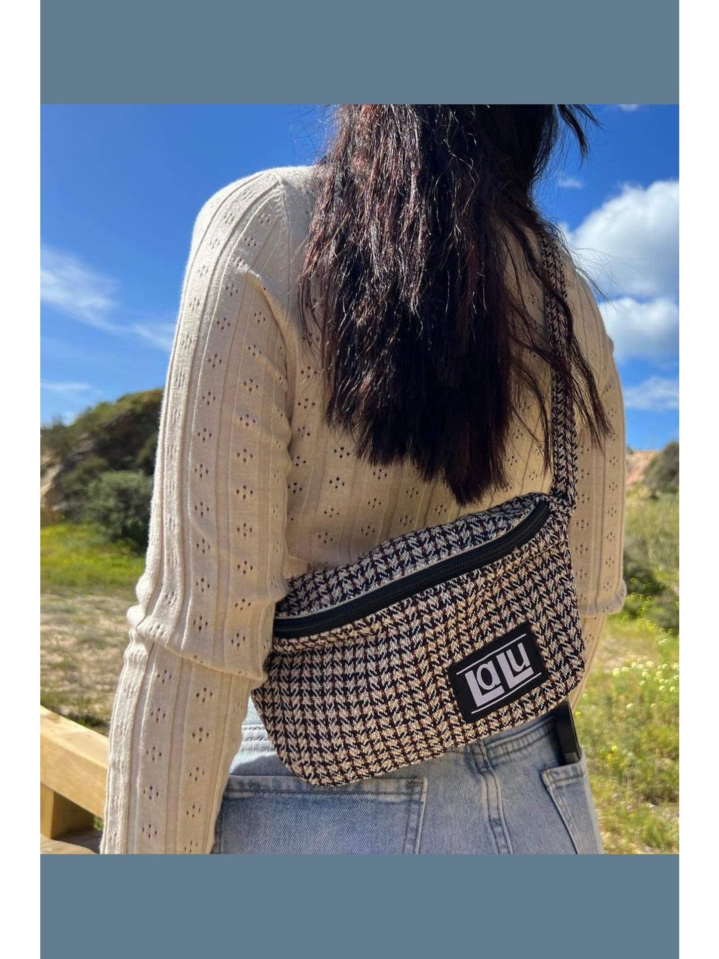 Alok Checkered Fanny Pack | Organic hemp and nettle