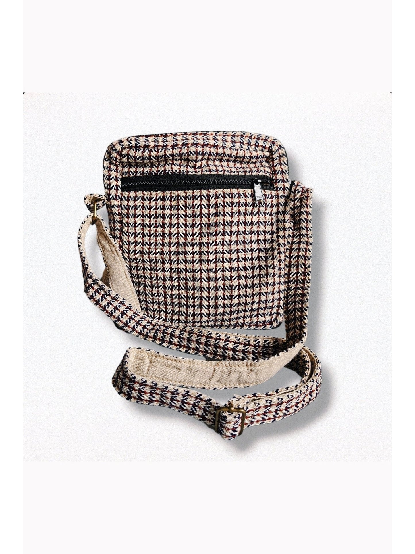 Ravi Checkered Crossbody Bag | Nettle and cotton
