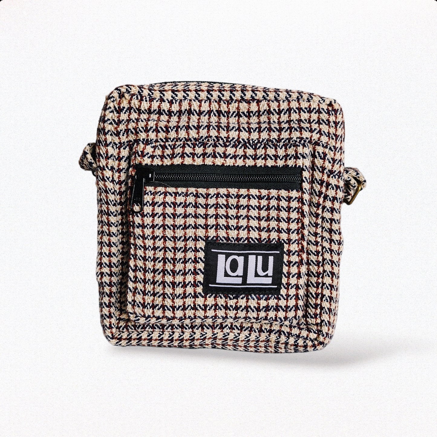 Ravi Checkered Crossbody Bag | Nettle and cotton