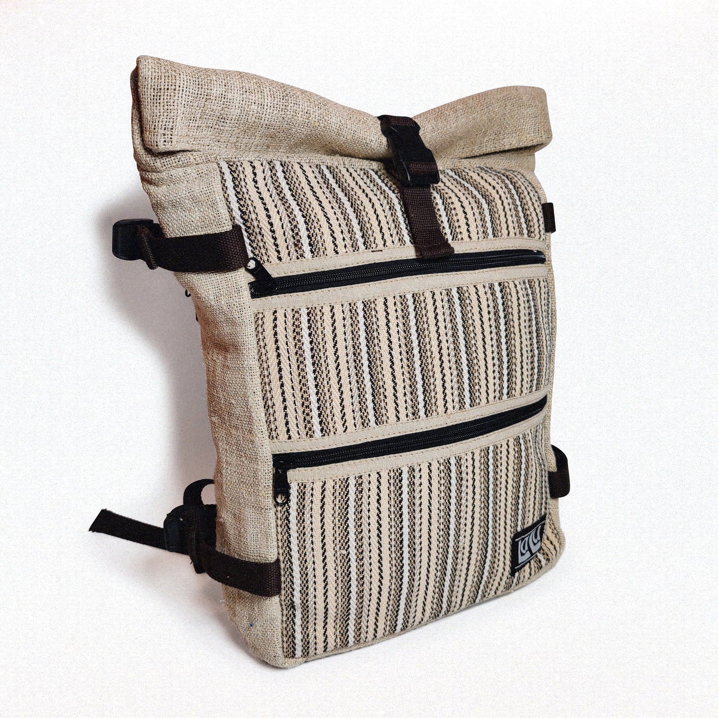 Rucksack mit Basanti-Streifen | Bio-Hanf und Baumwolle